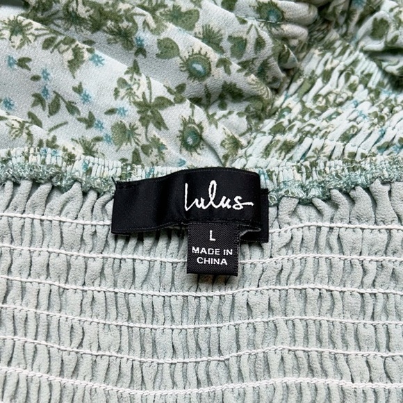 Lulus Sweet Optimism Dusty Sage Floral Print Ruched Long Sleeve Top Size Large - Picture 4 of 8